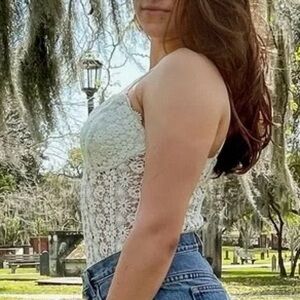 H&M White Floral Embroidered Body Suit